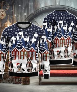 Boston Terrier Family Christmas Unisex Ugly Sweater
