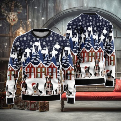 Boston Terrier Family Christmas Unisex Ugly Sweater