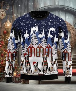 Boston Terrier Family Full Printed Ugly Xmas Sweater