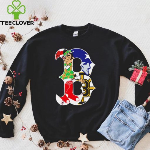 Boston city Boston Celtics New England Patriots Boston Red Sox Boston Bruins compound logo shirt