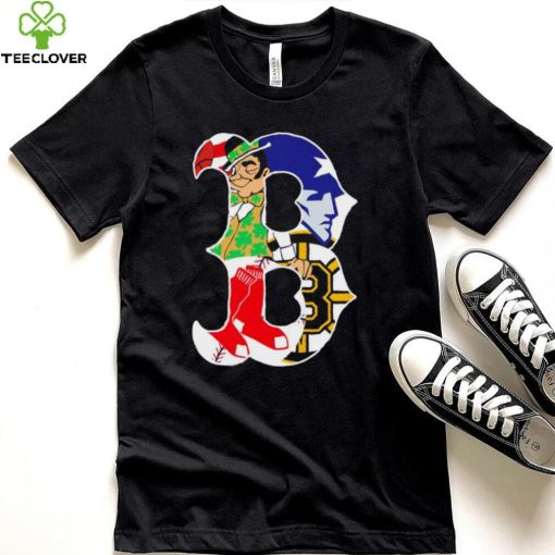 Boston city Boston Celtics New England Patriots Boston Red Sox Boston Bruins compound logo shirt