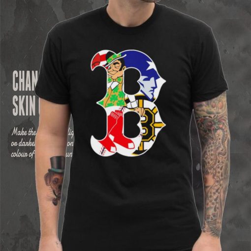 Boston city Boston Celtics New England Patriots Boston Red Sox Boston Bruins compound logo shirt