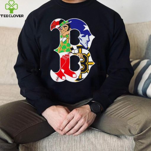Boston city Boston Celtics New England Patriots Boston Red Sox Boston Bruins compound logo shirt