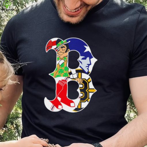 Boston city Boston Celtics New England Patriots Boston Red Sox Boston Bruins compound logo shirt