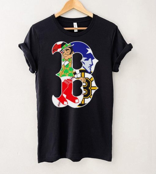 Boston city Boston Celtics New England Patriots Boston Red Sox Boston Bruins compound logo shirt