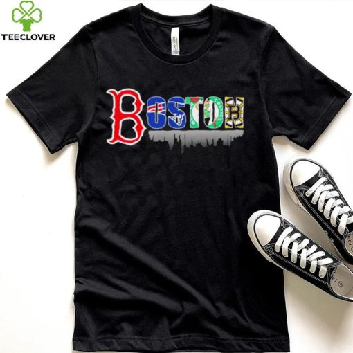 Boston city Boston Red Sox New England Patriots Boston Celtics Boston Bruins all sports logo shirt