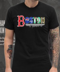 Boston city Boston Red Sox New England Patriots Boston Celtics Boston Bruins all sports logo shirt