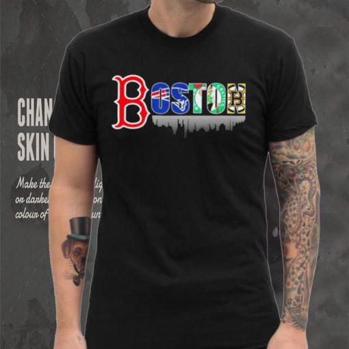 Boston city Boston Red Sox New England Patriots Boston Celtics Boston Bruins all sports logo shirt