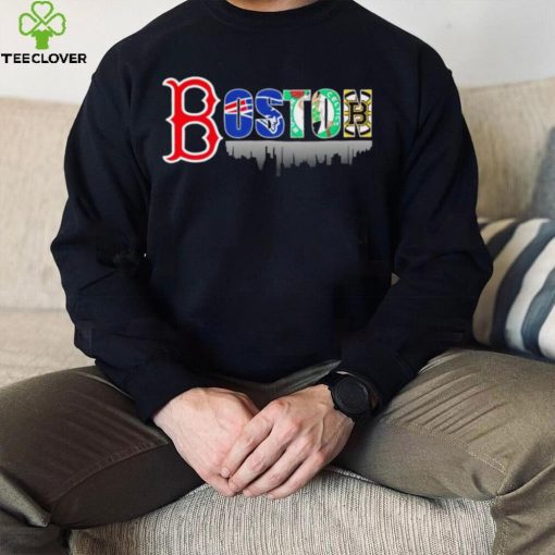 Boston city Boston Red Sox New England Patriots Boston Celtics Boston Bruins all sports logo shirt