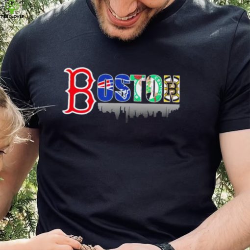 Boston city Boston Red Sox New England Patriots Boston Celtics Boston Bruins all sports logo shirt