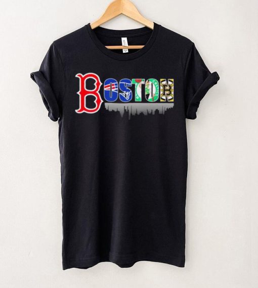 Boston city Boston Red Sox New England Patriots Boston Celtics Boston Bruins all sports logo shirt