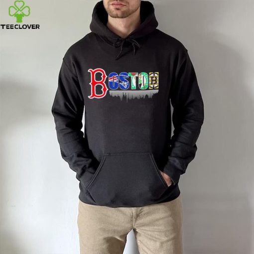 Boston city Boston Red Sox New England Patriots Boston Celtics Boston Bruins all sports logo shirt