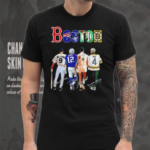 Boston city Boston Red Sox New England Patriots Boston Celtics Boston Bruins famous player signatures hoodie, sweater, longsleeve, shirt v-neck, t-shirt