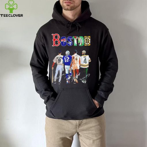 Boston city Boston Red Sox New England Patriots Boston Celtics Boston Bruins famous player signatures hoodie, sweater, longsleeve, shirt v-neck, t-shirt