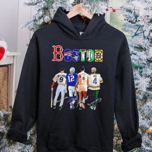 Boston city Boston Red Sox New England Patriots Boston Celtics Boston Bruins famous player signatures hoodie, sweater, longsleeve, shirt v-neck, t-shirt