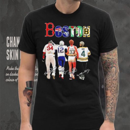 Boston city Boston Red Sox New England Patriots Boston Celtics Boston Bruins famous players signatures shirt