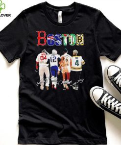 Boston city Boston Red Sox New England Patriots Boston Celtics Boston Bruins sports famous player signatures hoodie, sweater, longsleeve, shirt v-neck, t-shirt