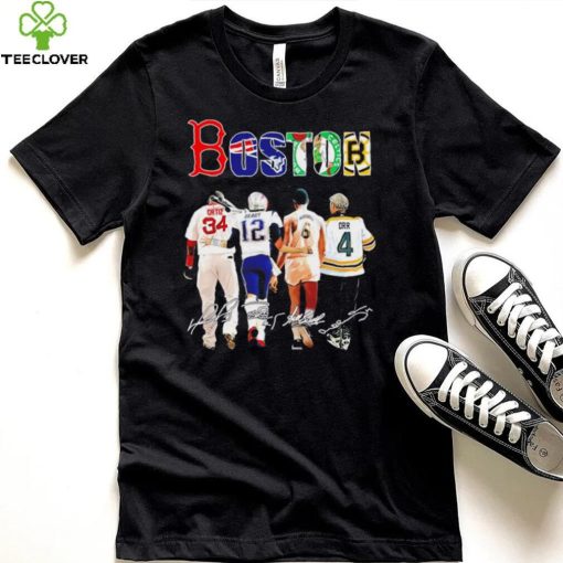 Boston city Boston Red Sox New England Patriots Boston Celtics Boston Bruins sports famous player signatures hoodie, sweater, longsleeve, shirt v-neck, t-shirt