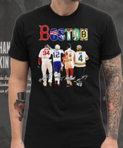 Boston city Boston Red Sox New England Patriots Boston Celtics Boston Bruins sports famous player signatures hoodie, sweater, longsleeve, shirt v-neck, t-shirt