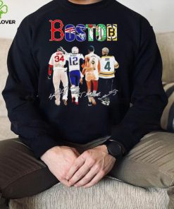 Boston city Boston Red Sox New England Patriots Boston Celtics Boston Bruins sports famous player signatures hoodie, sweater, longsleeve, shirt v-neck, t-shirt