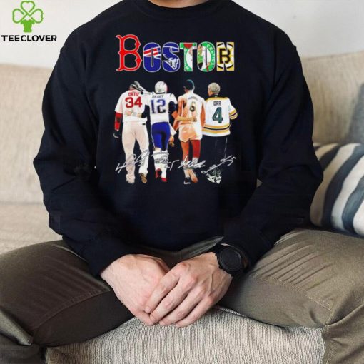 Boston city Boston Red Sox New England Patriots Boston Celtics Boston Bruins sports famous player signatures hoodie, sweater, longsleeve, shirt v-neck, t-shirt