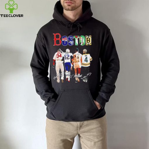 Boston city Boston Red Sox New England Patriots Boston Celtics Boston Bruins sports famous player signatures hoodie, sweater, longsleeve, shirt v-neck, t-shirt