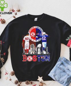 Boston city Kutter Crawford Boston Red Sox and Tom Brady New England Patriots signatures skyline shirt