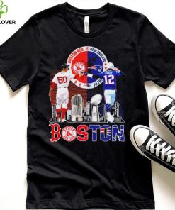 Boston city Kutter Crawford Boston Red Sox and Tom Brady New England Patriots signatures skyline shirt