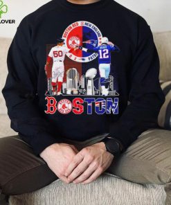 Boston city Kutter Crawford Boston Red Sox and Tom Brady New England Patriots signatures skyline shirt