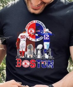 Boston city Kutter Crawford Boston Red Sox and Tom Brady New England Patriots signatures skyline shirt