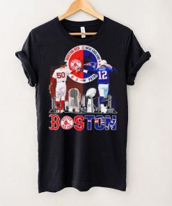 Boston city Kutter Crawford Boston Red Sox and Tom Brady New England Patriots signatures skyline shirt