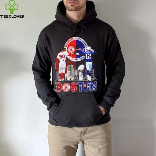 Boston city Kutter Crawford Boston Red Sox and Tom Brady New England Patriots signatures skyline shirt