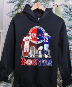 Boston city Kutter Crawford Boston Red Sox and Tom Brady New England Patriots signatures skyline shirt