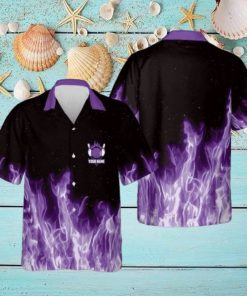 Bowling Purple Flame Magic Fire Personalized Hawaiian Shirt