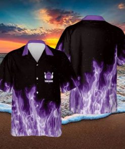 Bowling Purple Flame Magic Fire Personalized Hawaiian Shirt