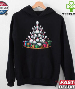 Bowling Xmas Lighting Santa Cute Bowling Christmas Tree Bowling T Shirt Recovered