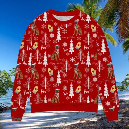 Boxer Christmas Hoho Pattern Ugly Sweater Gift For Dog Lover, Funny Christmas