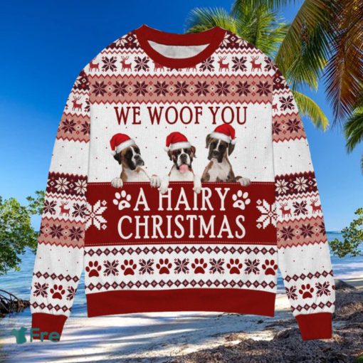 Boxer We Woof You A Hairy Christmas Ugly Sweater Gift For Dog Lover, Funny Christmas