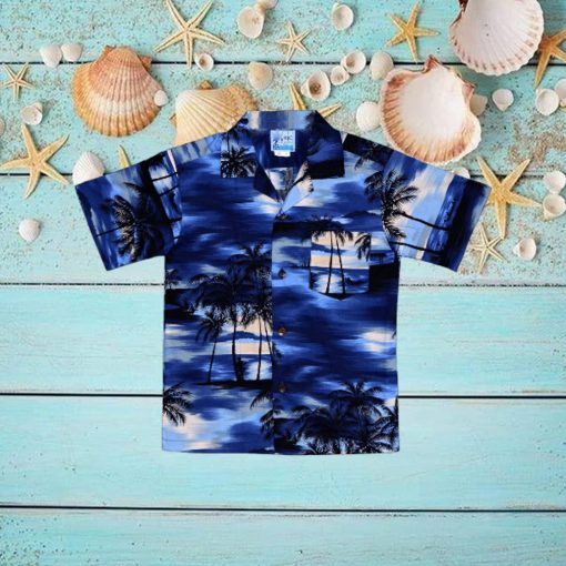 Boys Hawaiian Shirt Island Sunset