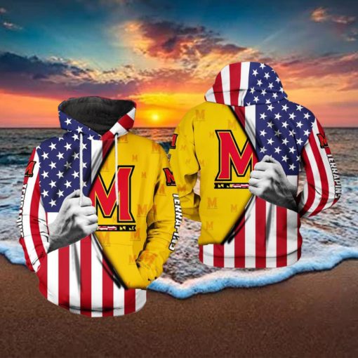 Maryland Terrapins NCAA US Flag 3D Printed Hoodie