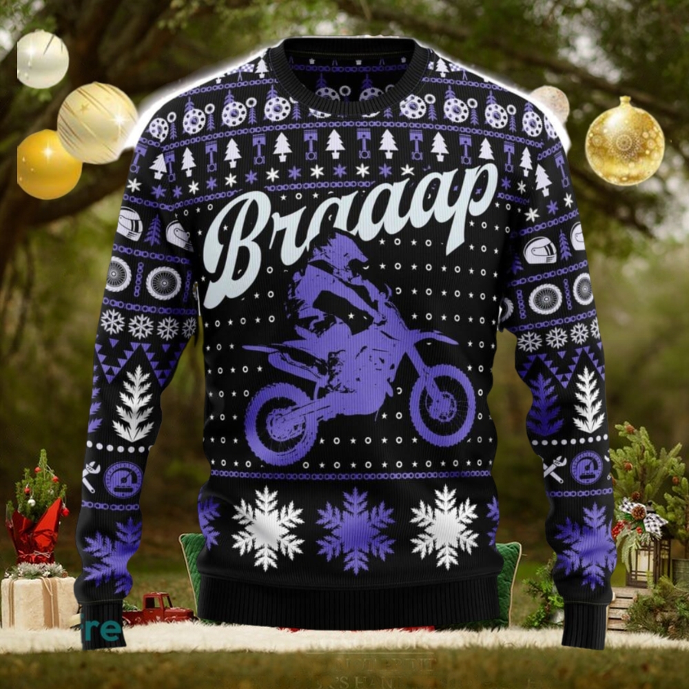 Braaap Moto Cozy Ugly Christmas Sweater New Pattern Motorcross Holidays Gift Fans Braaap Moto Cozy Ugly Christmas Sweater New Pattern Motorcross Holidays Gift Fans