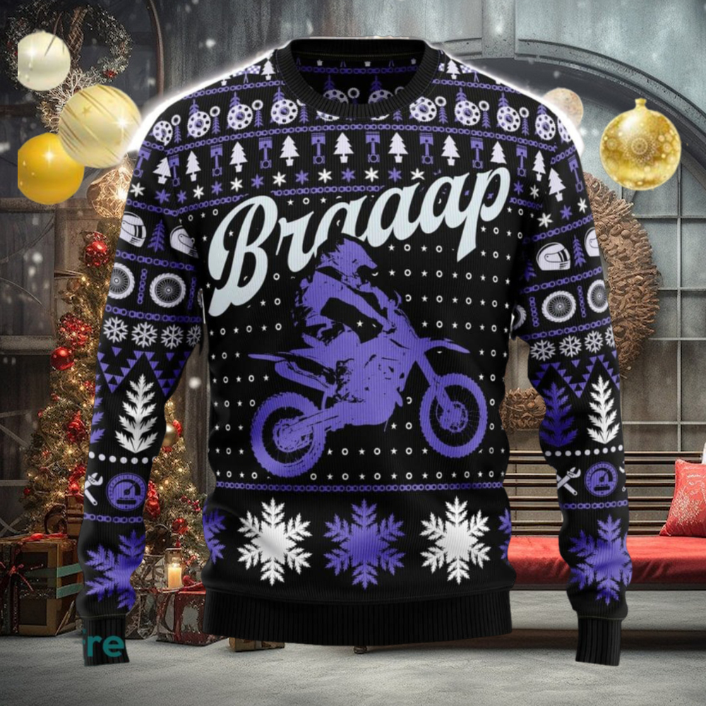 Braaap Moto Cozy Ugly Christmas Sweater New Pattern Motorcross Holidays Gift Fans Braaap Moto Cozy Ugly Christmas Sweater New Pattern Motorcross Holidays Gift Fans