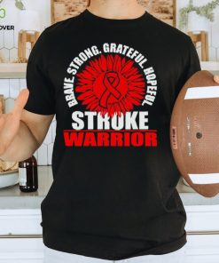 Brace Strong Grateful Hopeful Stroke Survivor Red Awareness Ribbon shirt