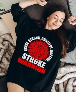 Brace Strong Grateful Hopeful Stroke Survivor Red Awareness Ribbon hoodie, sweater, longsleeve, shirt v-neck, t-shirt