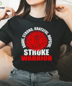 Brace Strong Grateful Hopeful Stroke Survivor Red Awareness Ribbon hoodie, sweater, longsleeve, shirt v-neck, t-shirt