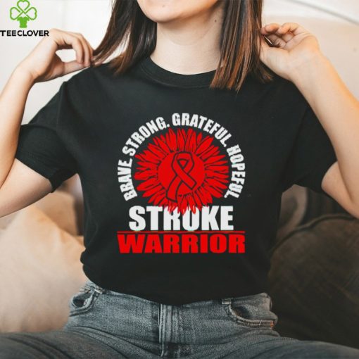 Brace Strong Grateful Hopeful Stroke Survivor Red Awareness Ribbon hoodie, sweater, longsleeve, shirt v-neck, t-shirt