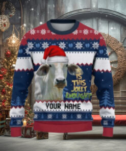 Brahman Is This Jolly Enough Ugly Sweater Xmas, Custom Cow Ugly Sweatshirt Gift For Farmer Cow Lover