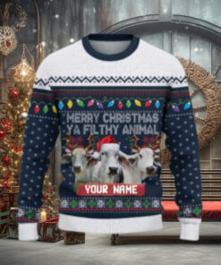 Brahman Merry Christmas Ugly Sweater Xmas, Custom Cow Ugly Sweatshirt Gift For Farmer Cow Lover