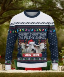 Brahman Merry Christmas Ugly Sweater Xmas, Custom Cow Ugly Sweatshirt Gift For Farmer Cow Lover