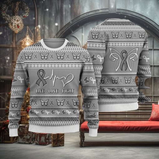 Brain Cancer Christmas Sweatshirt Nordic Seamless Knitted Sweater Trending For Men And Women Gift Holidays
